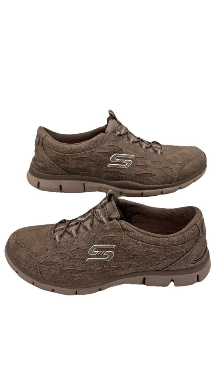 Skechers Shoes Womens 8 Walk Casual Slip On Sneakers Gray Fabric Low Top